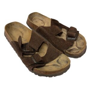 Betula Birkenstock Suede Buckle Slide Sandals Cork Footbed Boho Retro Summer 39